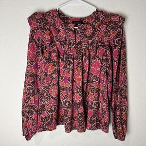 Summersalt Blouse Womens XS Floral Long Sleeve Organic Cotton Top Shirt Extra Sm